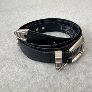 Vintage Black Leather Western Concho Belt Size 41 Silver Golf Club Medallions